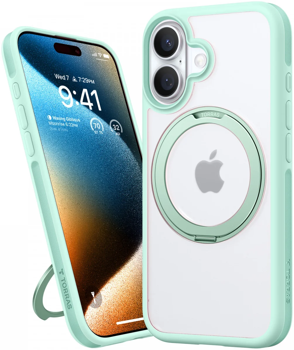 TORRAS Ostand R Fusion Apple iPhone 16 Hoesje 360° MagSafe Stand Groen afbeelding 2