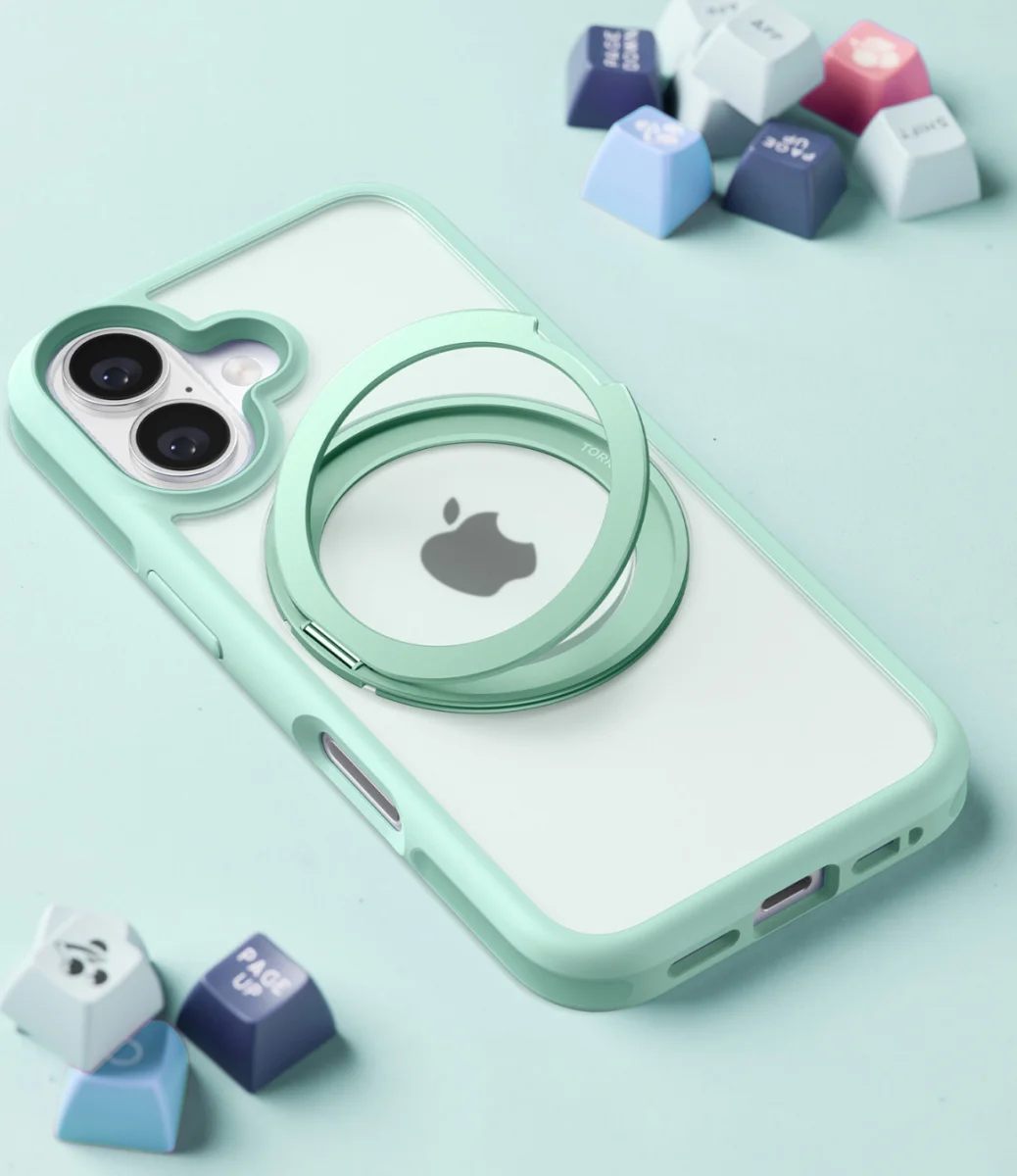 TORRAS Ostand R Fusion Apple iPhone 16 Hoesje 360° MagSafe Stand Groen afbeelding 3