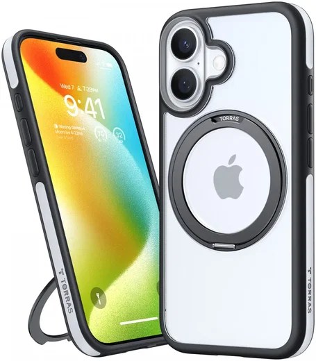 TORRAS Ostand R Fusion Apple iPhone 16 Hoesje 360° MagSafe Stand Zwart afbeelding 2