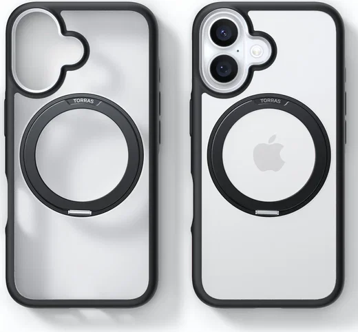 TORRAS Ostand R Fusion Apple iPhone 16 Hoesje 360° MagSafe Stand Zwart afbeelding 4