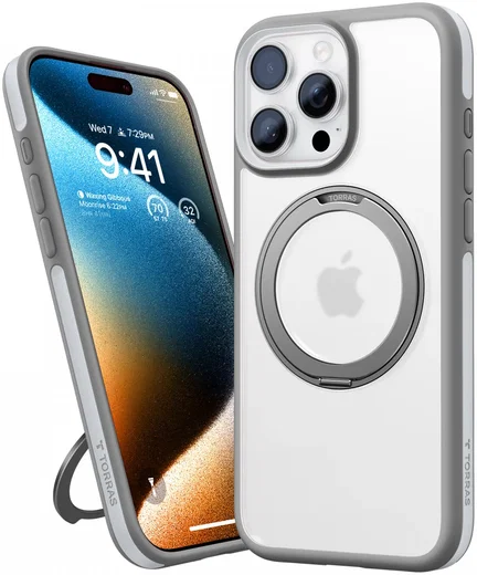 TORRAS Ostand R Fusion Apple iPhone 16 Pro Hoesje 360° MagSafe Stand Grijs afbeelding 2