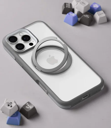 TORRAS Ostand R Fusion Apple iPhone 16 Pro Hoesje 360° MagSafe Stand Grijs afbeelding 3