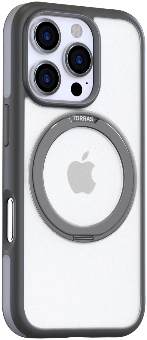 TORRAS Ostand R Fusion Apple iPhone 16 Pro Hoesje 360° MagSafe Stand Grijs afbeelding 4