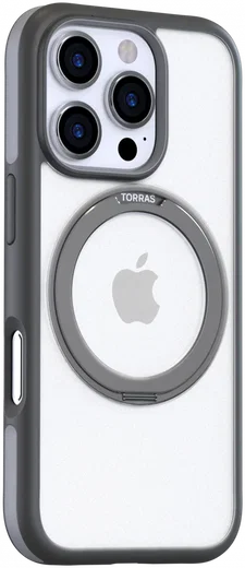 TORRAS Ostand R Fusion Apple iPhone 16 Pro Hoesje 360° MagSafe Stand Grijs afbeelding 4