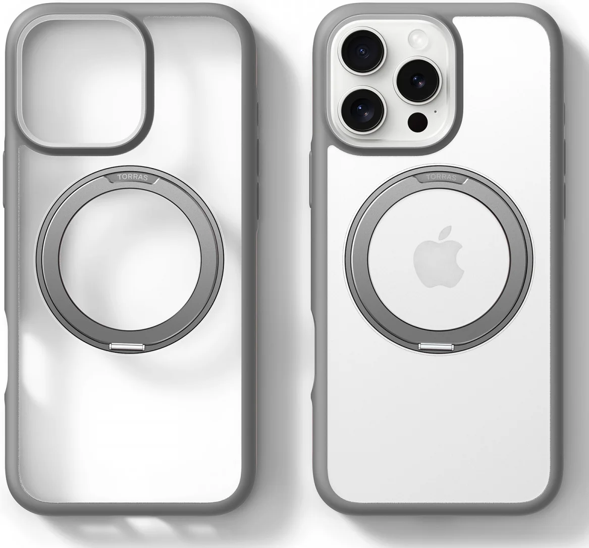 TORRAS Ostand R Fusion Apple iPhone 16 Pro Hoesje 360° MagSafe Stand Grijs afbeelding 5