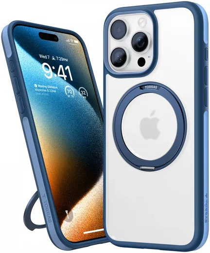 TORRAS Ostand R Fusion Apple iPhone 16 Pro Hoesje 360° MagSafe Stand Blauw afbeelding 2