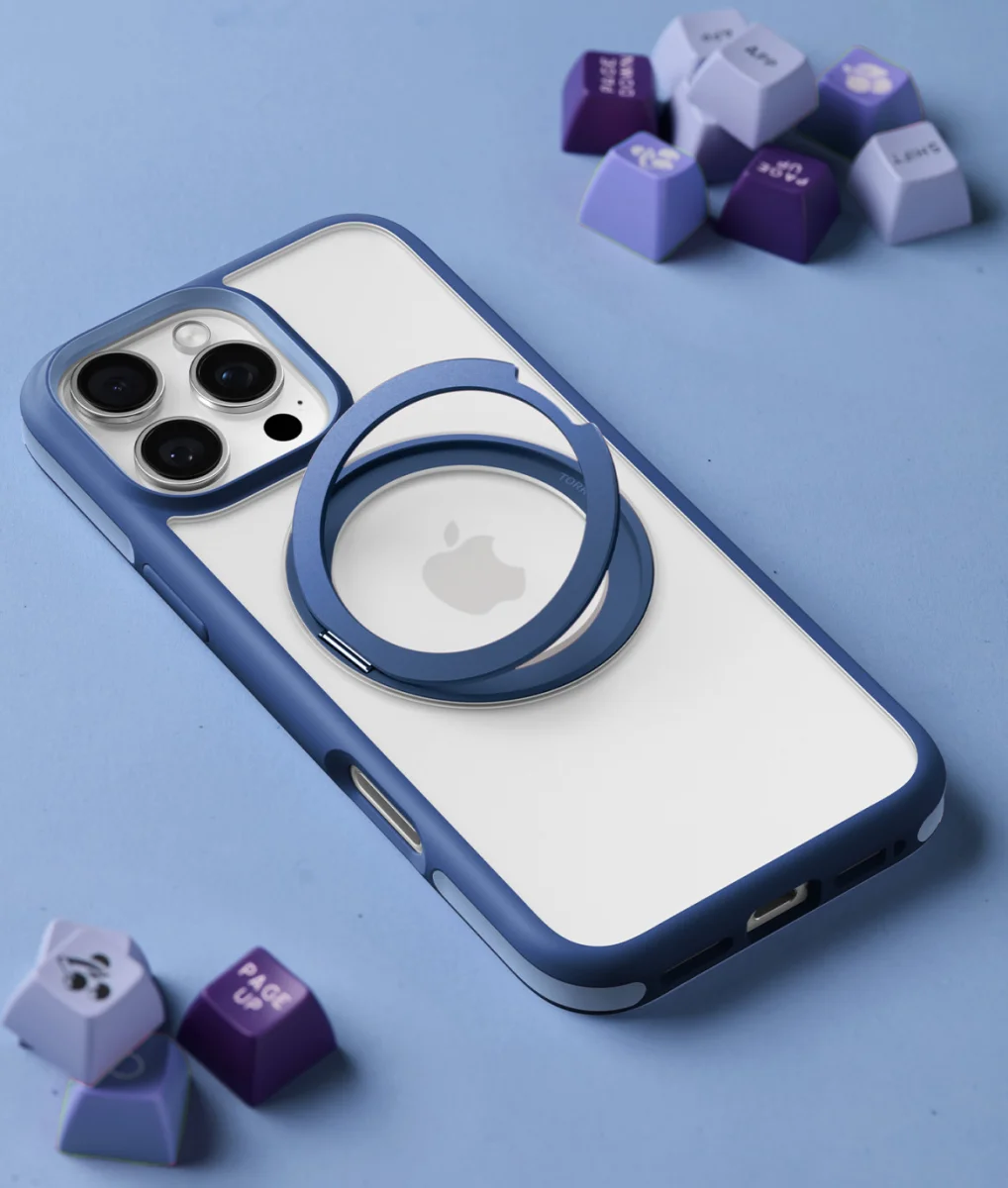 TORRAS Ostand R Fusion Apple iPhone 16 Pro Hoesje 360° MagSafe Stand Blauw afbeelding 3