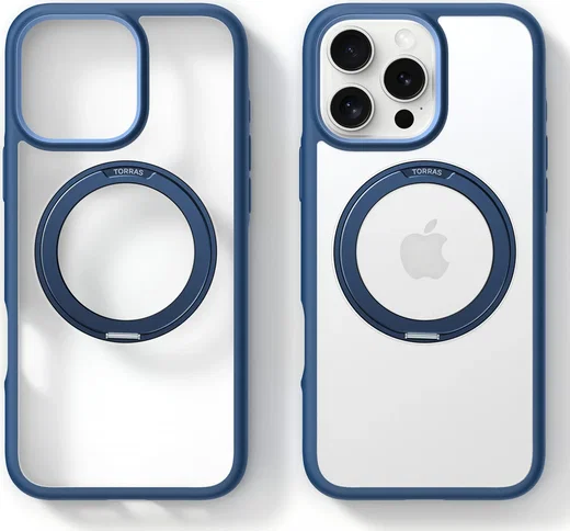 TORRAS Ostand R Fusion Apple iPhone 16 Pro Hoesje 360° MagSafe Stand Blauw afbeelding 5
