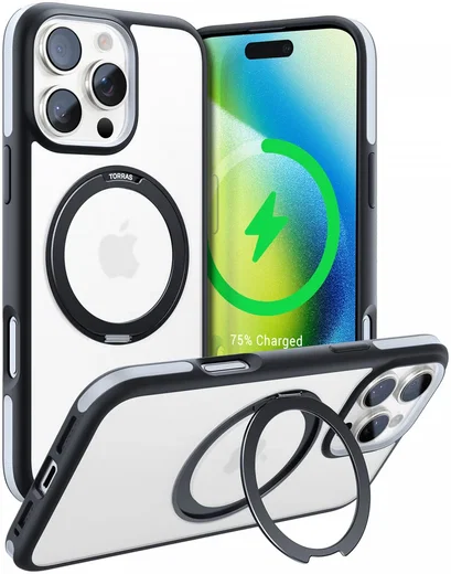 TORRAS Ostand R Fusion Apple iPhone 16 Pro Hoesje 360° MagSafe Stand Zwart afbeelding 2