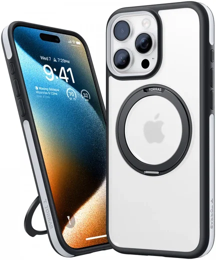 TORRAS Ostand R Fusion Apple iPhone 16 Pro Hoesje 360° MagSafe Stand Zwart afbeelding 1