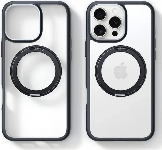 TORRAS Ostand R Fusion Apple iPhone 16 Pro Hoesje 360° MagSafe Stand Zwart afbeelding 6