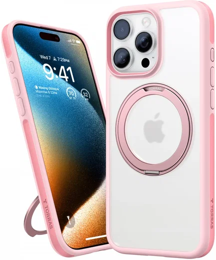 TORRAS Ostand R Fusion Apple iPhone 16 Pro Max Hoesje 360° MagSafe Stand Roze afbeelding 4