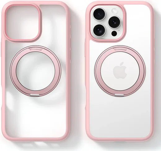 TORRAS Ostand R Fusion Apple iPhone 16 Pro Max Hoesje 360° MagSafe Stand Roze afbeelding 2