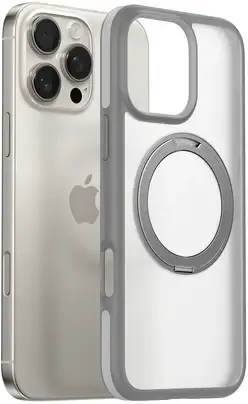 TORRAS Ostand R Fusion Apple iPhone 16 Pro Max Hoesje 360° MagSafe Stand Grijs afbeelding 6