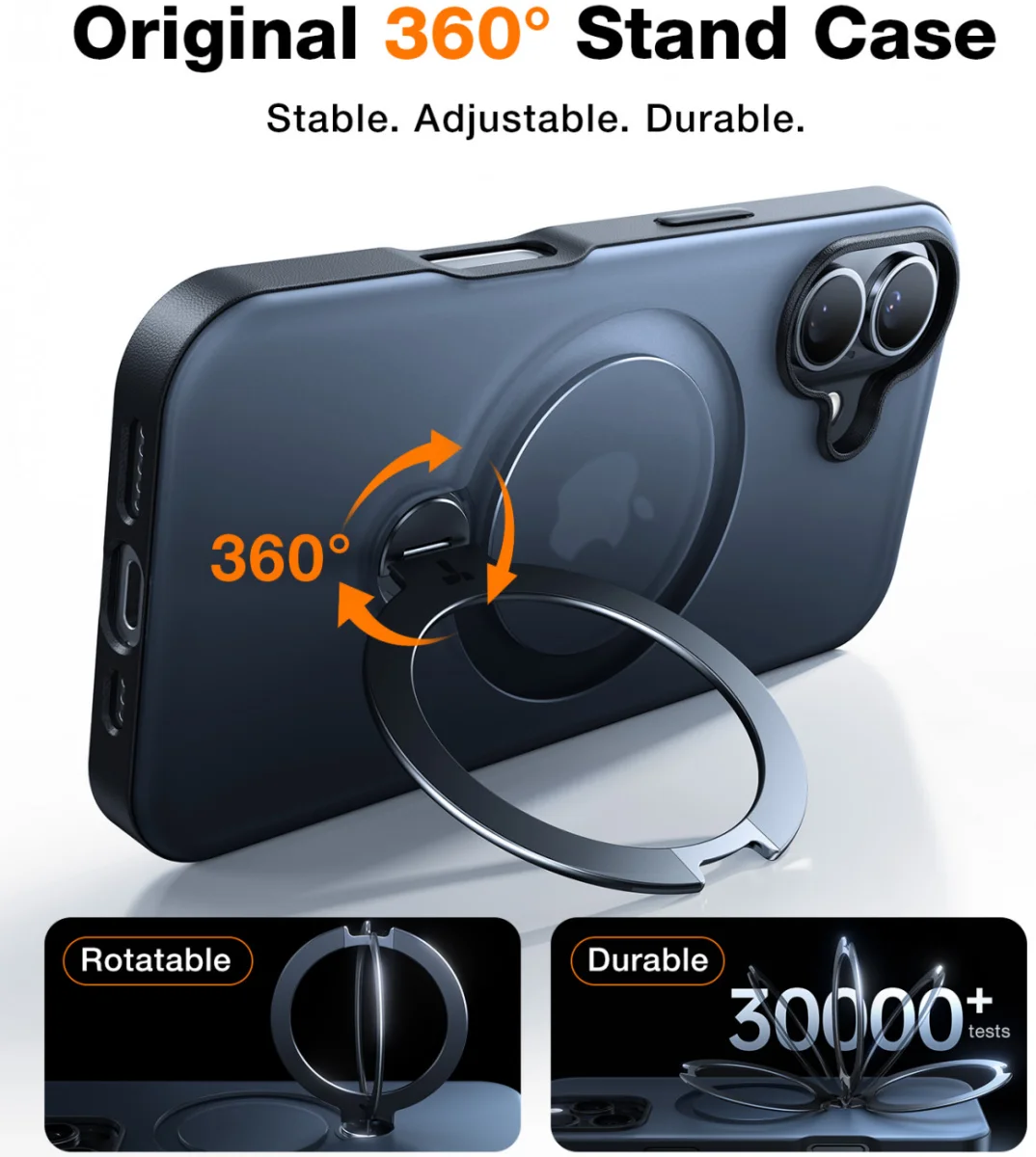 TORRAS Ostand Spin Apple iPhone 16 Hoesje 360° MagSafe Stand Zwart afbeelding 3