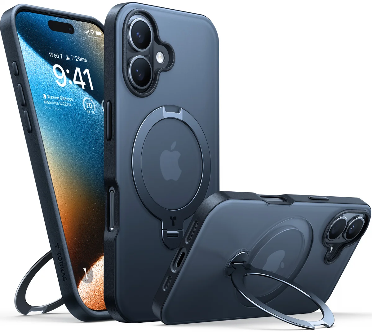 TORRAS Ostand Spin Apple iPhone 16 Hoesje 360° MagSafe Stand Zwart afbeelding 10
