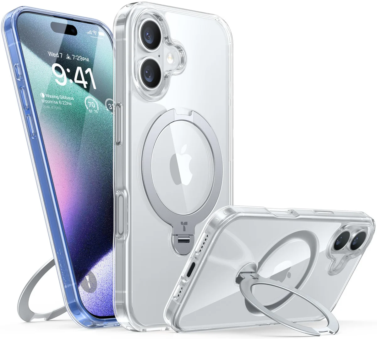 TORRAS Ostand Spin Apple iPhone 16 Hoesje 360° MagSafe Stand Transparant afbeelding 1