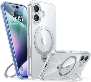 TORRAS Ostand Spin Apple iPhone 16 Hoesje 360° MagSafe Stand Transparant