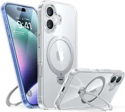 TORRAS Ostand Spin Apple iPhone 16 Hoesje 360° MagSafe Stand Transparant afbeelding