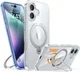 TORRAS Ostand Spin Apple iPhone 16 Hoesje 360° MagSafe Stand Transparant afbeelding 3
