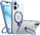 TORRAS Ostand Spin Apple iPhone 16 Hoesje 360° MagSafe Stand Blauw