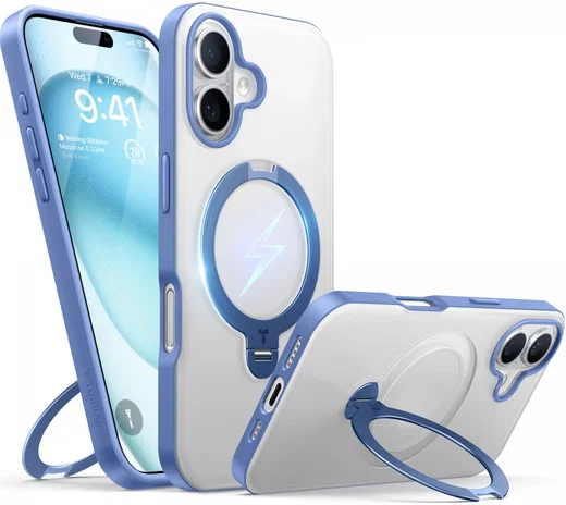 TORRAS Ostand Spin Apple iPhone 16 Hoesje 360° MagSafe Stand Blauw afbeelding 9