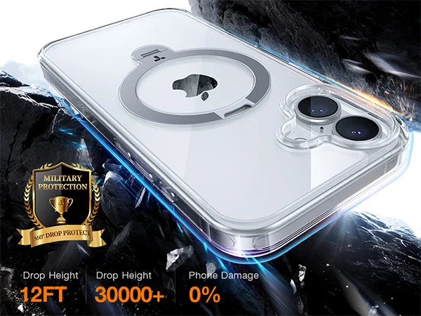 TORRAS Ostand Spin Apple iPhone 16 Plus Hoesje 360° MagSafe Stand Transparant afbeelding 11