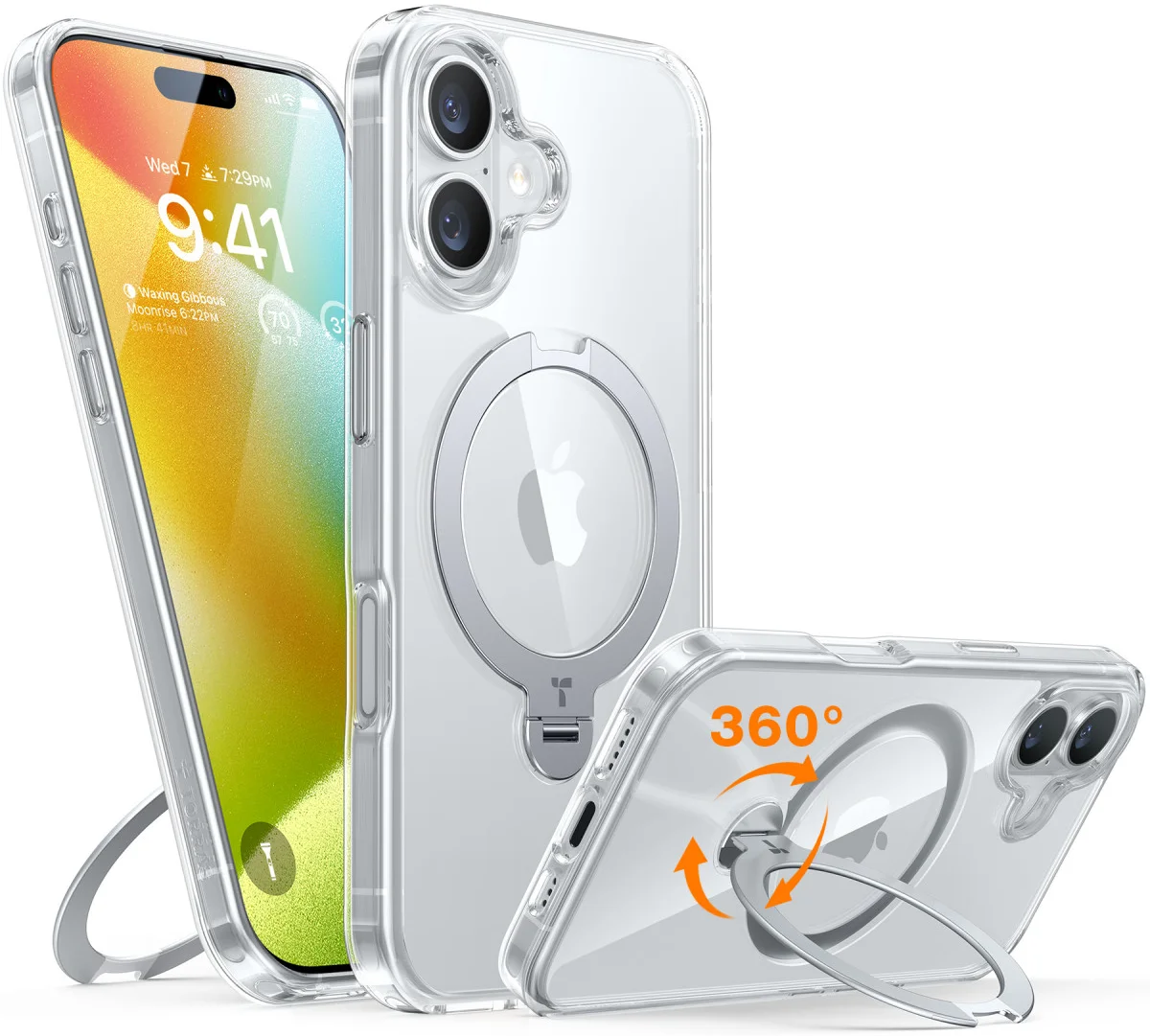 TORRAS Ostand Spin Apple iPhone 16 Plus Hoesje 360° MagSafe Stand Transparant afbeelding 8