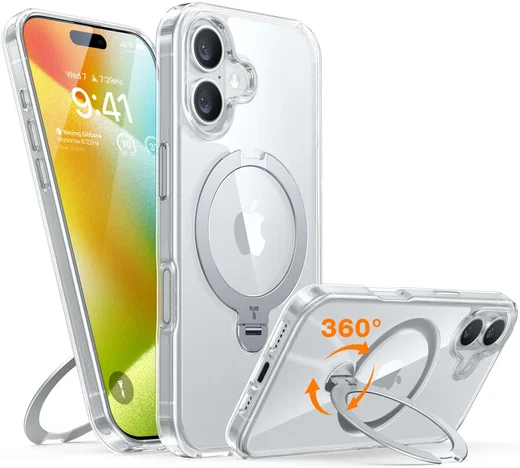 TORRAS Ostand Spin Apple iPhone 16 Plus Hoesje 360° MagSafe Stand Transparant afbeelding 8