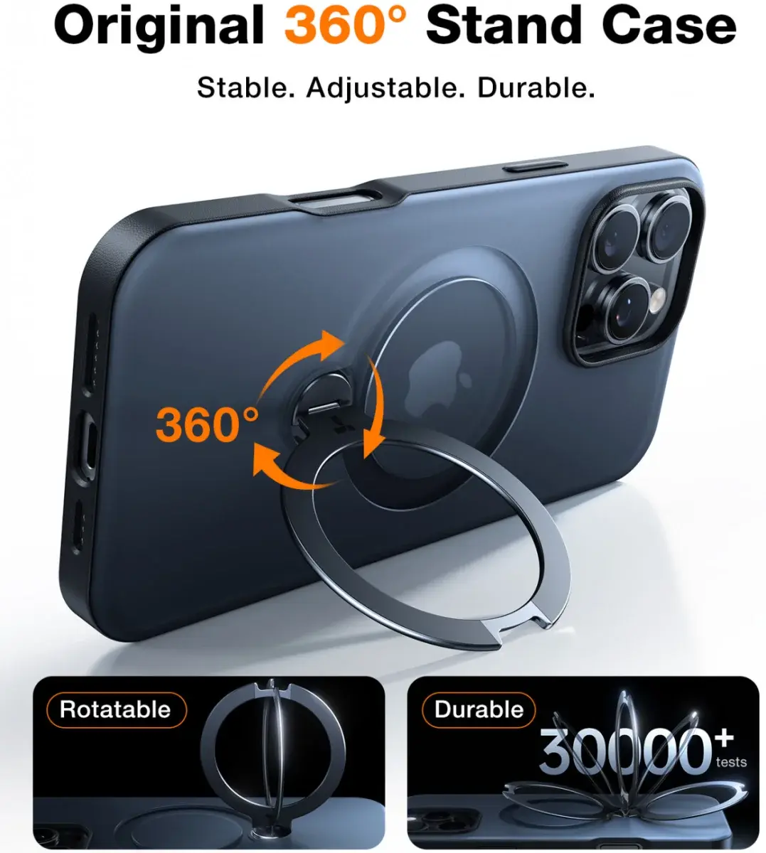 TORRAS Ostand Spin Apple iPhone 16 Pro Hoesje 360° MagSafe Stand Zwart afbeelding 3