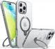 TORRAS Ostand Spin Apple iPhone 16 Pro Hoesje 360° MagSafe Stand Grijs