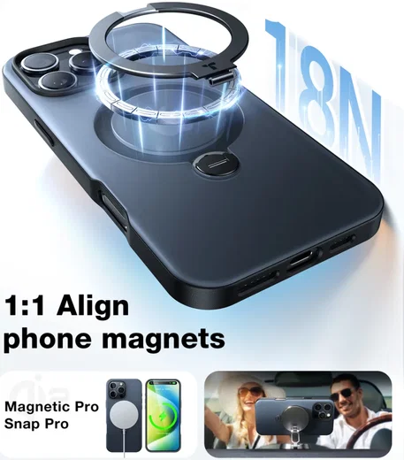 TORRAS Ostand Spin Apple iPhone 16 Pro Max Hoesje 360° MagSafe Stand Zwart afbeelding 5