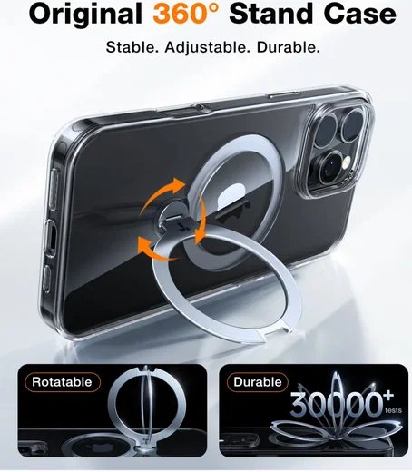 TORRAS Ostand Spin Apple iPhone 16 Pro Max Hoesje 360° MagSafe Stand Transparant afbeelding 3