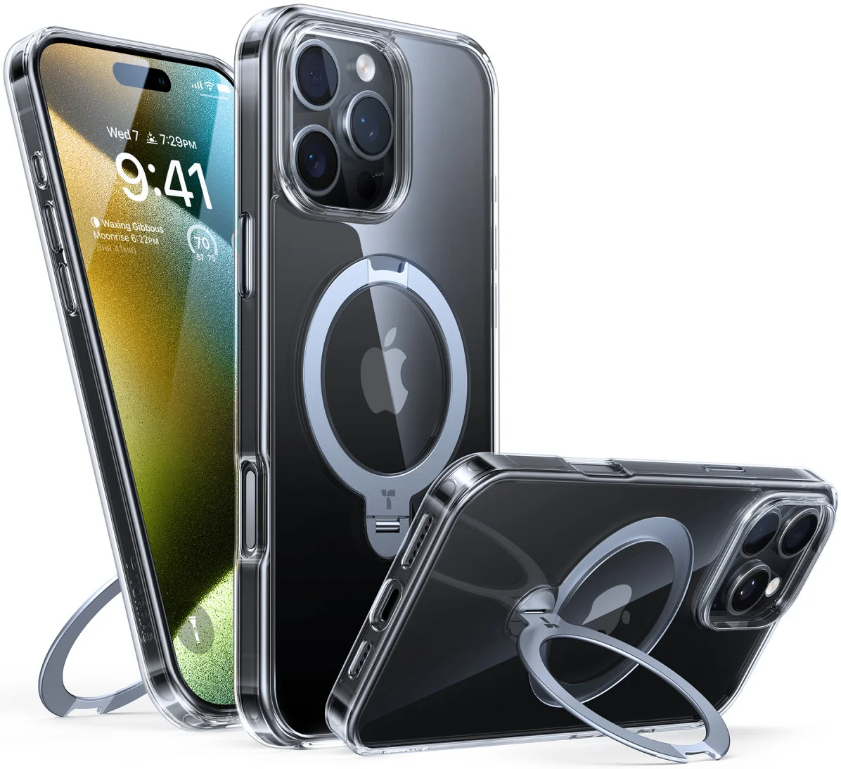 TORRAS Ostand Spin Apple iPhone 16 Pro Max Hoesje 360° MagSafe Stand Transparant afbeelding 1