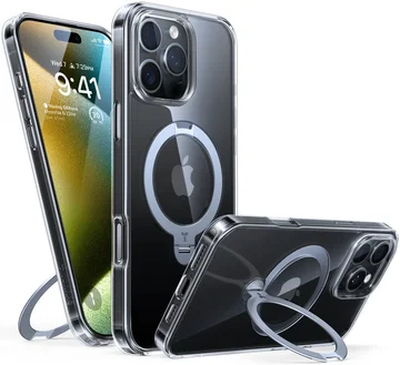 TORRAS Ostand Spin Apple iPhone 16 Pro Max Hoesje 360° MagSafe Stand Transparant