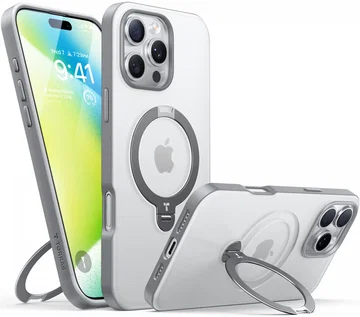 TORRAS Ostand Spin Apple iPhone 16 Pro Max Hoesje 360° MagSafe Stand Grijs