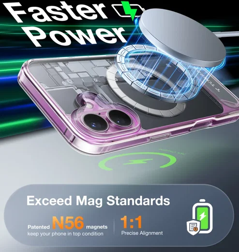 TORRAS Pstand Apple iPhone 16 Hoesje MagSafe met Kickstand Transparant afbeelding 5