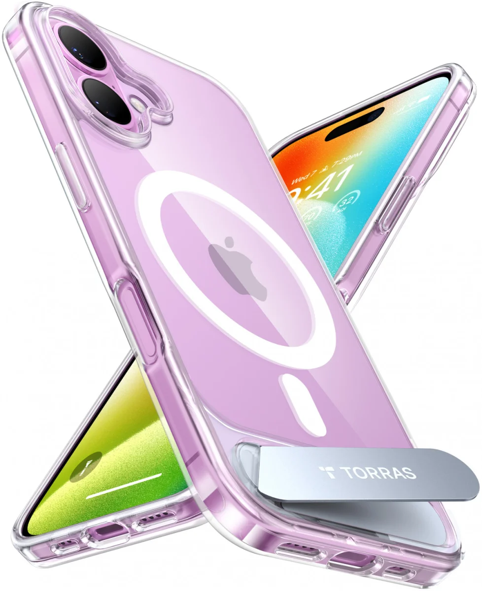 TORRAS Pstand Apple iPhone 16 Plus Hoesje MagSafe met Kickstand Transparant afbeelding 2