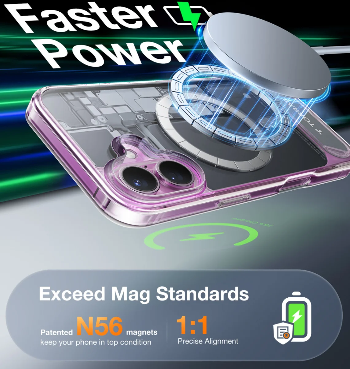 TORRAS Pstand Apple iPhone 16 Plus Hoesje MagSafe met Kickstand Transparant afbeelding 4