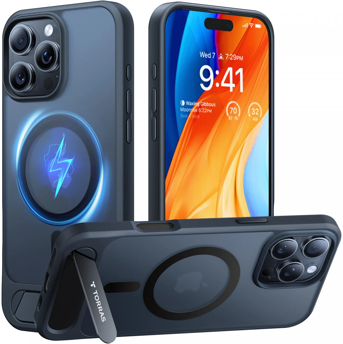 TORRAS Pstand Apple iPhone 16 Pro Hoesje MagSafe met Kickstand Zwart afbeelding 10