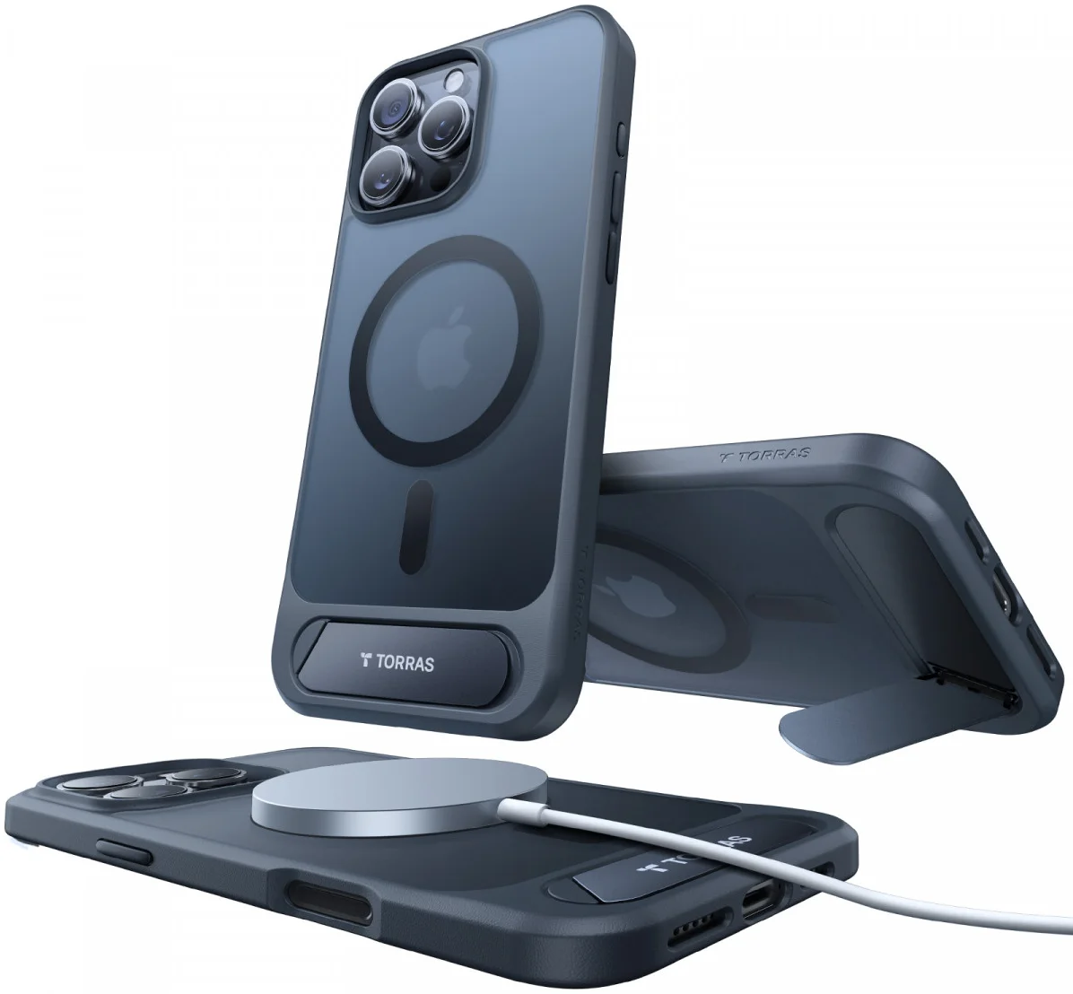TORRAS Pstand Apple iPhone 16 Pro Hoesje MagSafe met Kickstand Zwart afbeelding 3