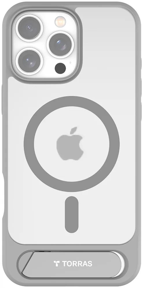 TORRAS Pstand Apple iPhone 16 Pro Hoesje MagSafe met Kickstand Grijs afbeelding 1
