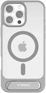 TORRAS Pstand Apple iPhone 16 Pro Hoesje MagSafe met Kickstand Grijs
