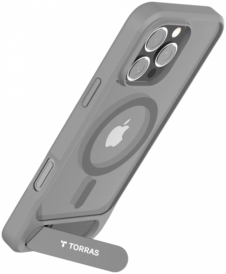 TORRAS Pstand Apple iPhone 16 Pro Hoesje MagSafe met Kickstand Grijs afbeelding 2