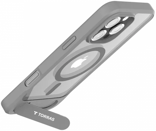 TORRAS Pstand Apple iPhone 16 Pro Hoesje MagSafe met Kickstand Grijs afbeelding 6