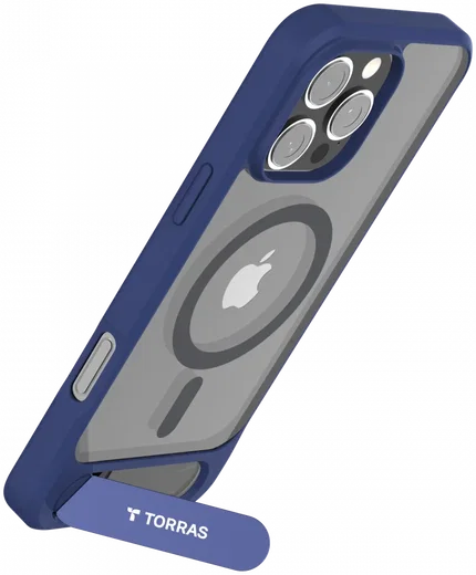 TORRAS Pstand Apple iPhone 16 Pro Hoesje MagSafe met Kickstand Blauw afbeelding 3