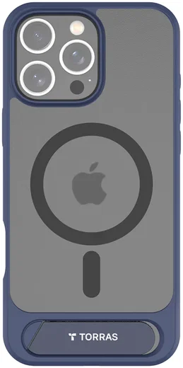TORRAS Pstand Apple iPhone 16 Pro Hoesje MagSafe met Kickstand Blauw afbeelding 2