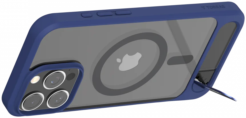TORRAS Pstand Apple iPhone 16 Pro Hoesje MagSafe met Kickstand Blauw afbeelding 8