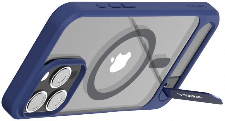 TORRAS Pstand Apple iPhone 16 Pro Hoesje MagSafe met Kickstand Blauw afbeelding 9