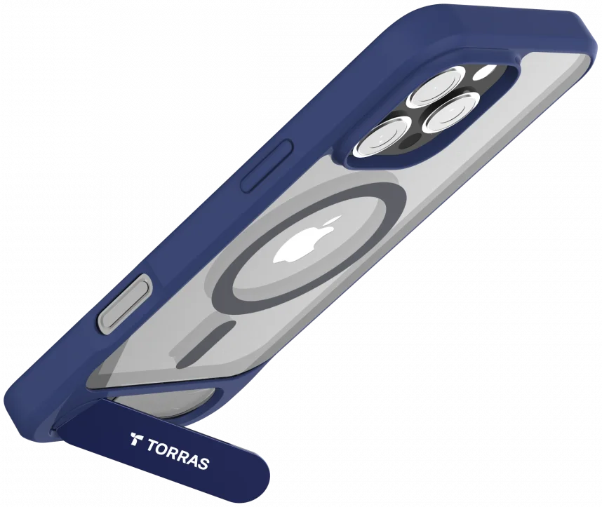 TORRAS Pstand Apple iPhone 16 Pro Hoesje MagSafe met Kickstand Blauw afbeelding 10